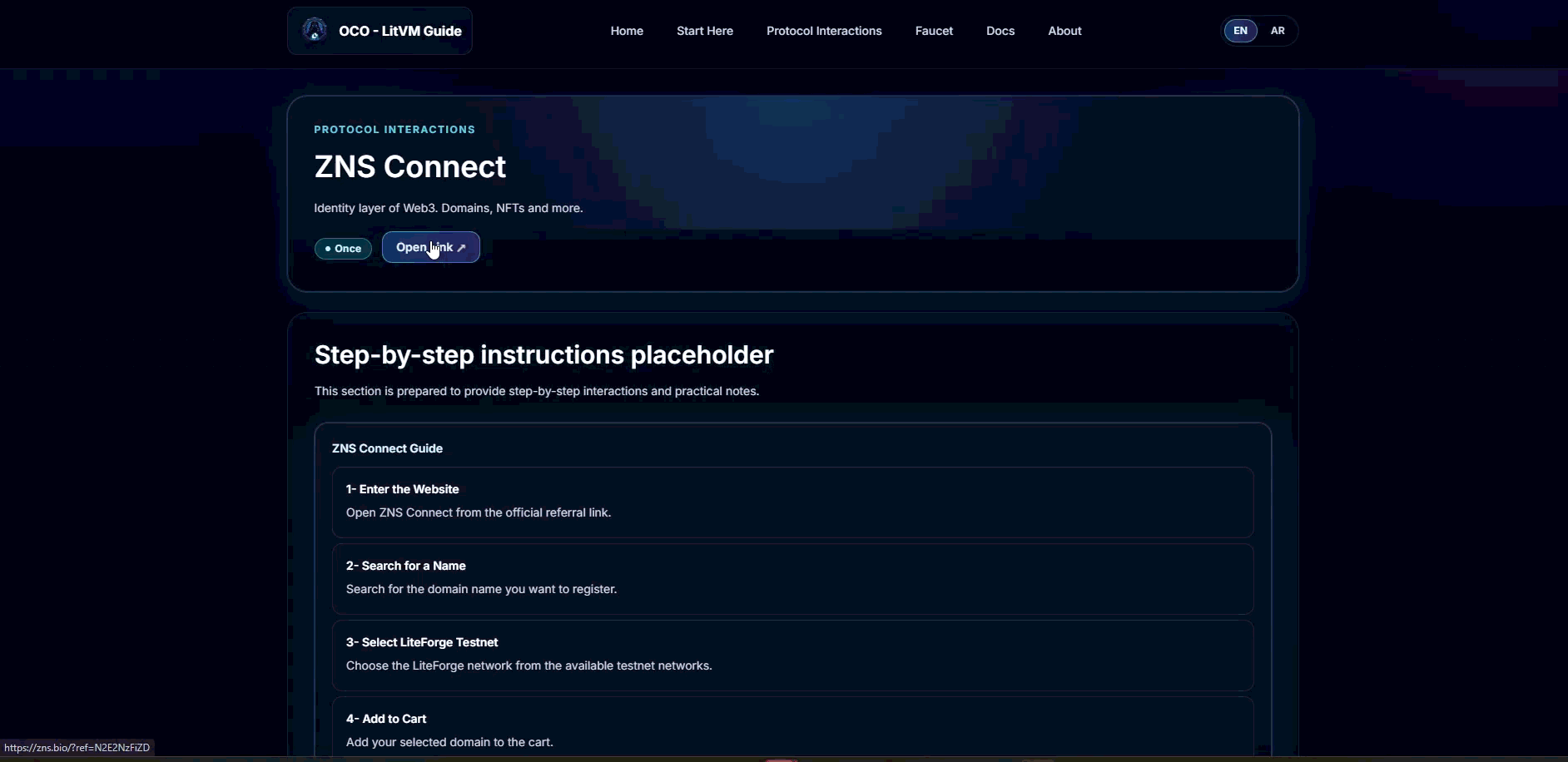 ZNS domain purchase walkthrough